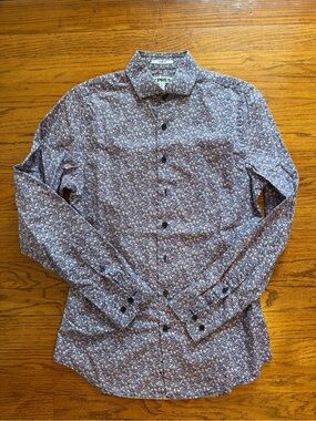 Express Men’s Purple Floral Button-Down Shirt
